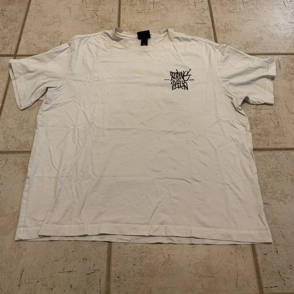 H&M Relaxed Fit "BORING PALS" Graffiti Graphic T-Shirt Cream/Off-White Men's XL - Picture 2 of 6